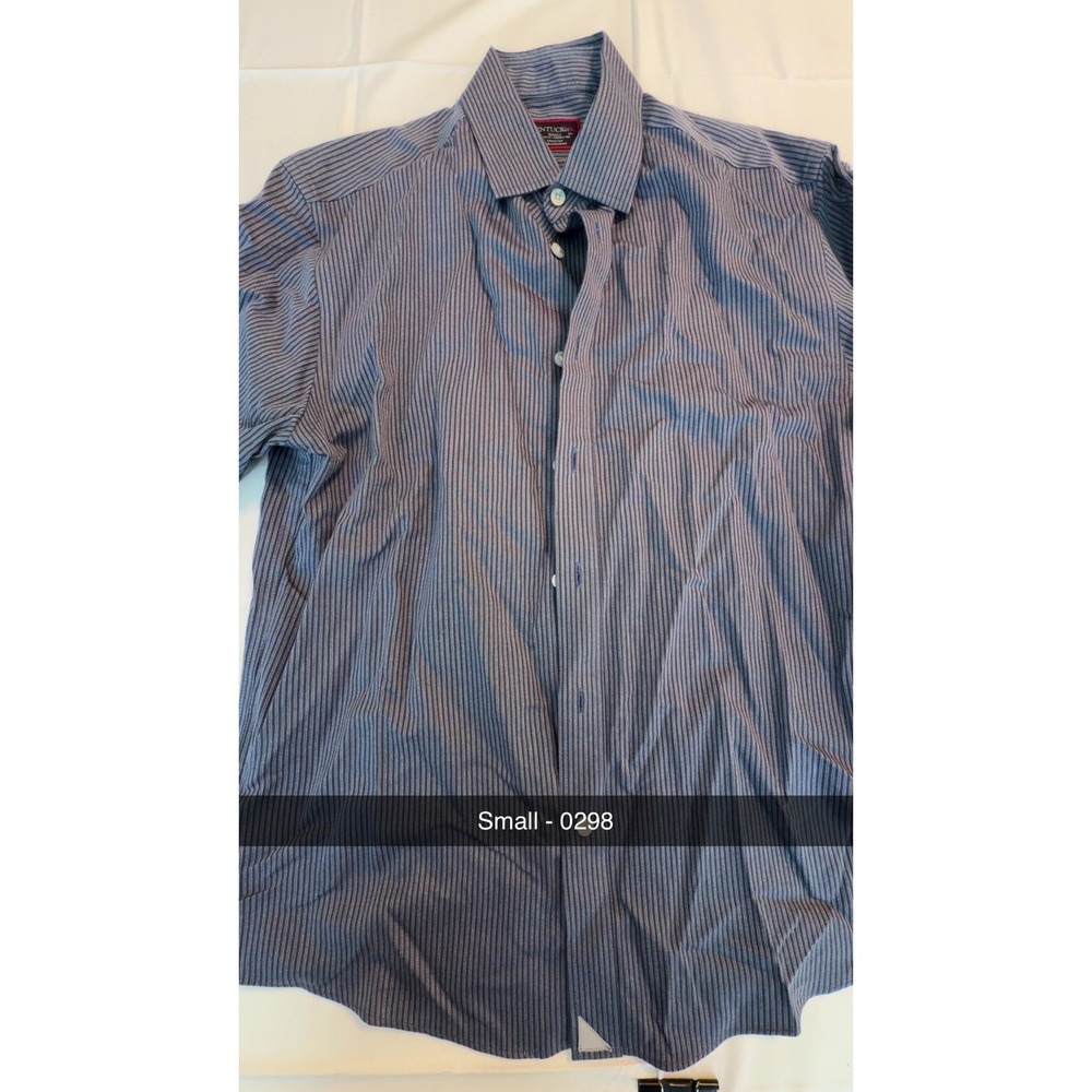 UNTUCKit Slim Shirt Mens Small Blue White Stripe Wrinkle Free Cotton Button Up